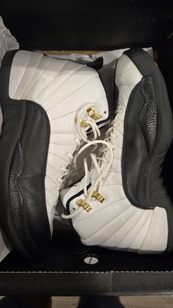 Air Jordan 12 White Black Gold Sneakers