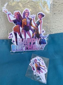 K Pop Demon Hunters Birthday Party Cake & Cupcake Toppers and Swirls & Decorations