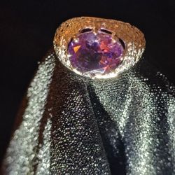 Purple Amethyst And Diamond Ring