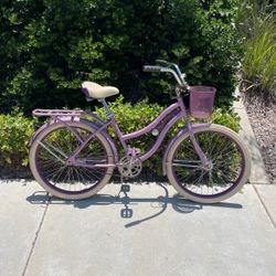 24” Huffy Nel Lusso Ladies/Girls Lavender Beach Cruiser 