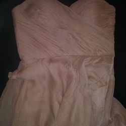 Size 2 Blush Pink Strapless Long Formal Layered Dress