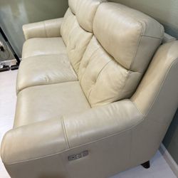 Moving Sale! - Barely Used Cream Leather Reclining Sofa & Love Seat