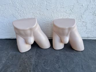 (2) Male Mannequins Torso Skin-Toned Hip Buttock Waist Display
