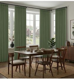 Pinch Pleated Linen Curtains 90 Inch, 2 Panels Premium 400GSM Memory Trained Semi Sheer Light Filtering Window Drapes for Living Room Bedroom Dining, 