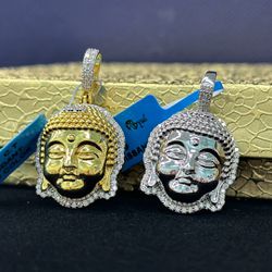 Sterling Silver Buddha Moissanite Pendant 