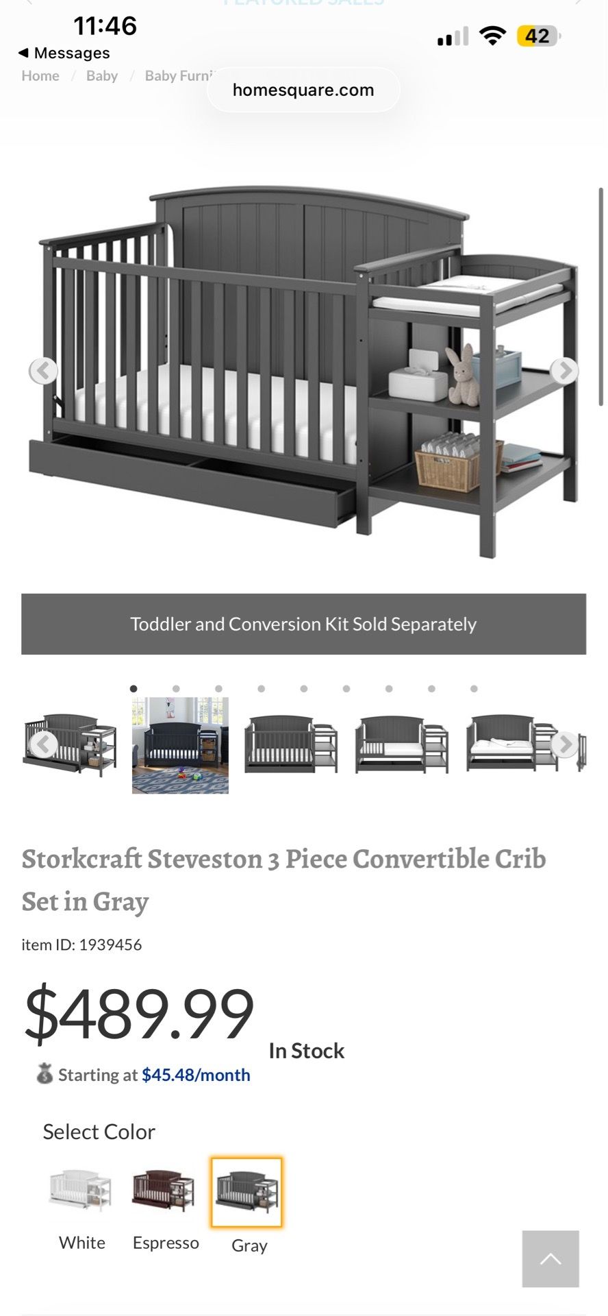 Baby crib and changer