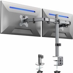 VIVO Dual Monitor Desk Mount, Heavy Duty Fully Adjustable Steel Stand, Holds 2 Computer Screens up to 30 inches and Max 22lbs Each, Gray Color, STAND-