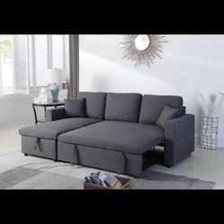 Sectional Chaise Reversible Convert To Bed With Storage Below 87x57