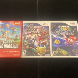 Nintendo Wii Mario Lot(New Super Mario Bros Wii & Super Mario Galaxy + Super Smash Bros Brawl)