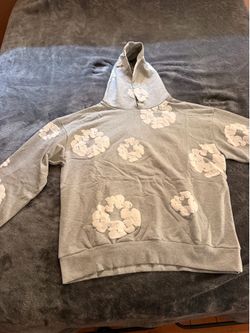 Gray Denim Tear Hoodie