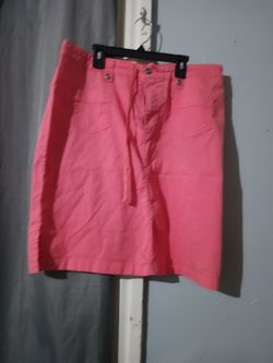 Coral Pink Mini Skirt with Front Pockets