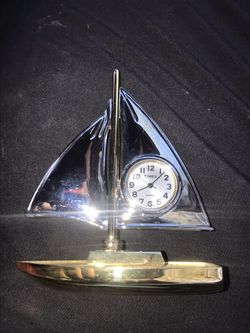 Vintage Timex Sailboat Mini Clock Gold 