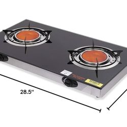 Barton Deluxe 40,000 BTU 2 Burner Propane Gas Range Stove Cooktop Ceramic Infrared Auto Ignition Outdoor Grill BBQ Camping Stoves Countertop LPG