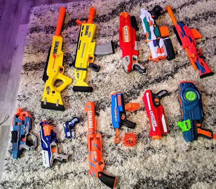 Assorted Nerf Guns and Accessories