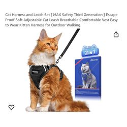 Brand new Cat Harness and Leash Set [ MAX Safety Third Generation ] Escape Proof Soft Adjustable Cat Leash Breathable Comfortable Vest Easy to Wear Ki