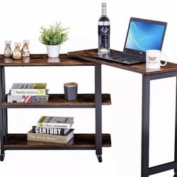 360° Free Rotating Sofa Side Tables Mobile End Table with 2 Tier Storage Shelves