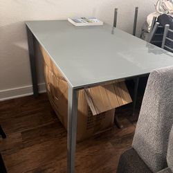Gray Glass Table With 4 Matching Chairs