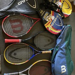 Tennis rackets, covers, Wilson bag