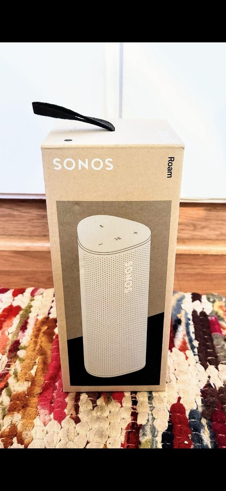 Sonos - BRAND NEW IN BOX Roam Smart Portable Wi-Fi and Bluetooth Speaker with Amazon Alexa and Google Assistant - White