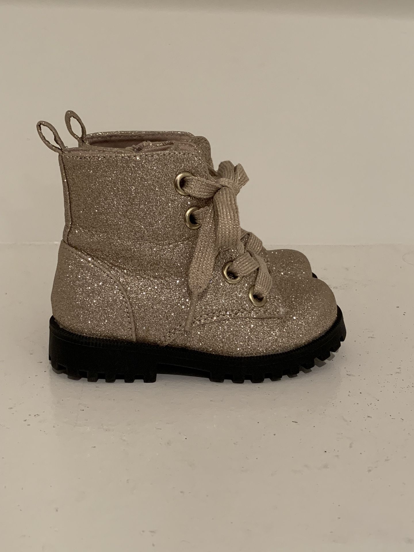 Cat & Jack Lace Up Gold Glitter Toddler Boots - Size 6