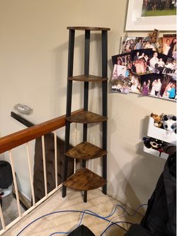 Industrial Rustic Corner Shelf Bookcase - 5 Tier