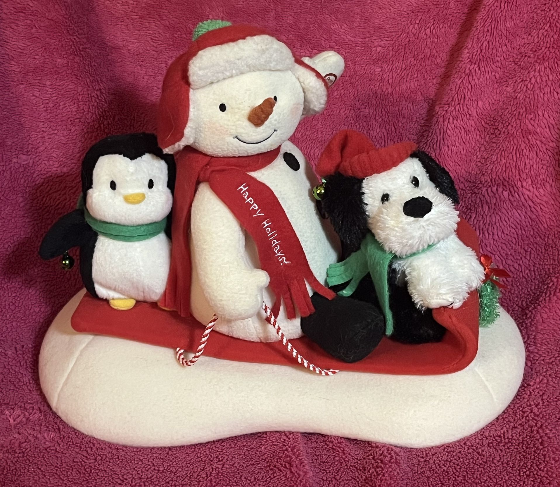 Christmas Hallmark 2007 Jingle Pals Singing Animated Snowman Penguin Dog Sleigh Ride WORKS!