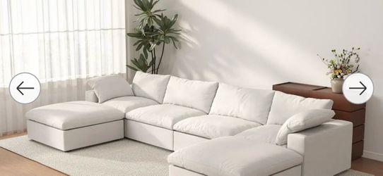 Deluxe Cloud 4-Seater White Storage U-Shaped Sectional