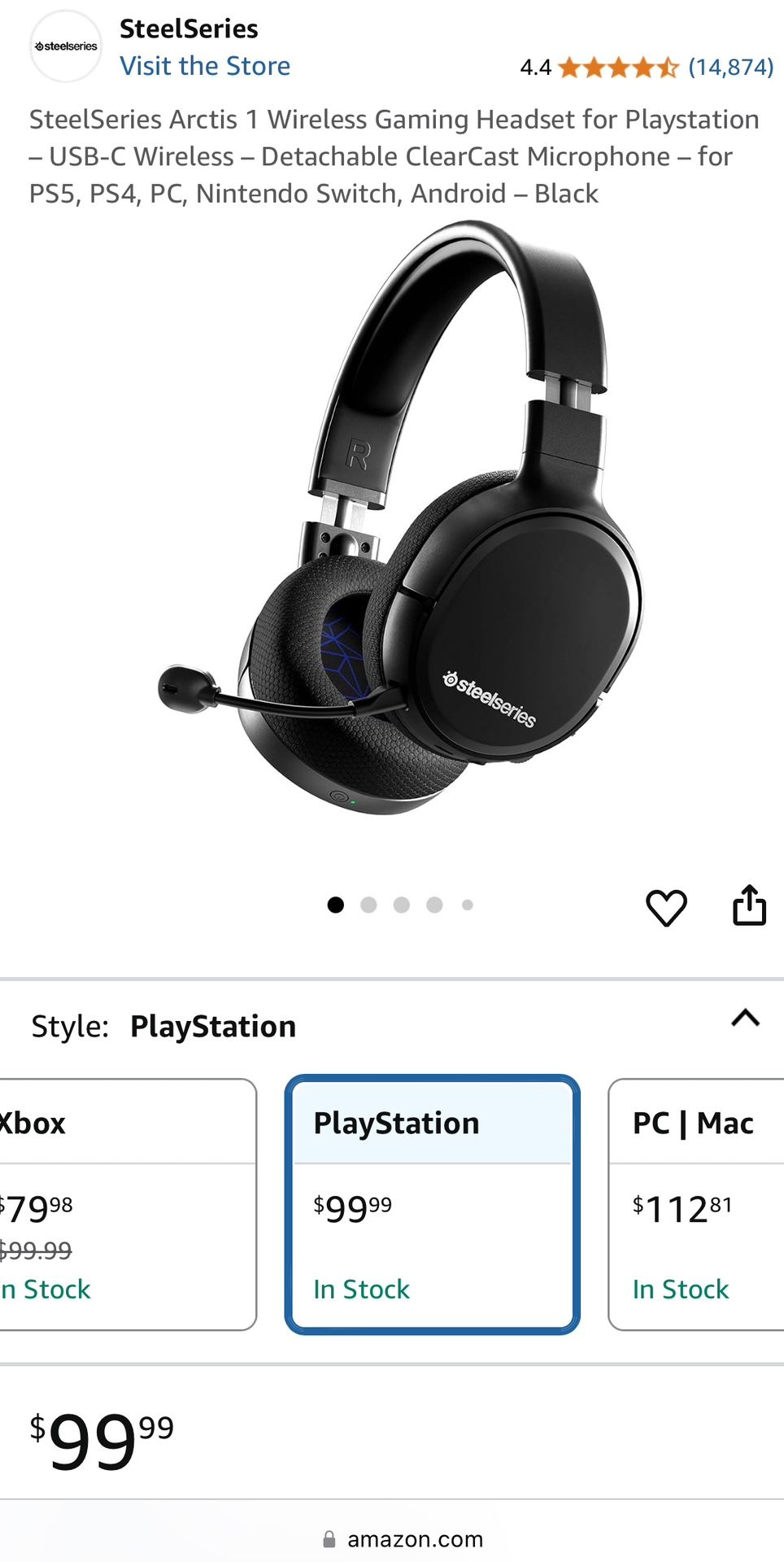 SteelSeries Arctis 1 Wireless Gaming Headset for Playstation