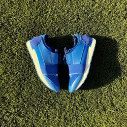 Balenciaga Blue Leather Suede and Mesh Race Runner Low Top Sneakers Size 11 US