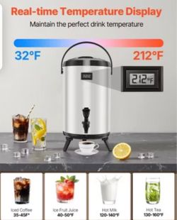 Stainless Steel Insulated Beverage Dispenser with Temperature Display