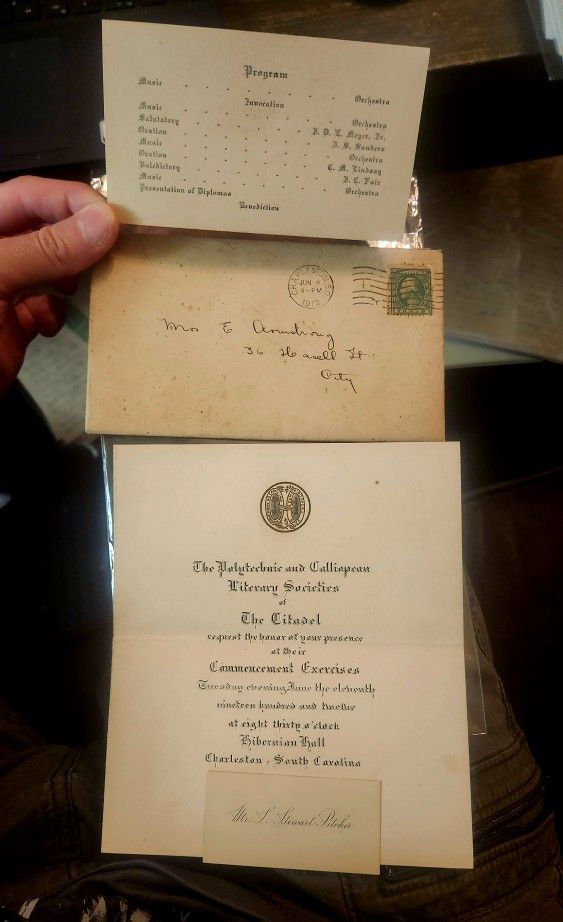 1912 Citadel Commencement Excercises Invitation