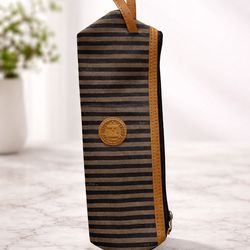 Fendi Promo Roma Vtg Striped Canvas Cosmetic Pouch Bag FF Logo