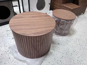 Modern Nesting Coffee Table Set with Hidden Storage – Walnut Finish (Set of 2)