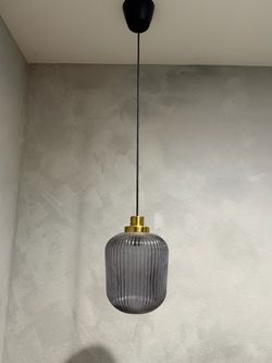 Smoked Glass Ribbed Pendant Light