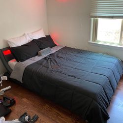 Amazing Deal! Charleston Leather Platform Bed + Memory Foam Mattress for $250!