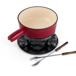 Swissmar Lugano - Cast iron cheese fondue set, 9 pieces, 2 quarts