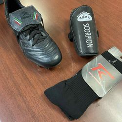 Zapato concord de piel para futbol soccer con espinilleras y medias