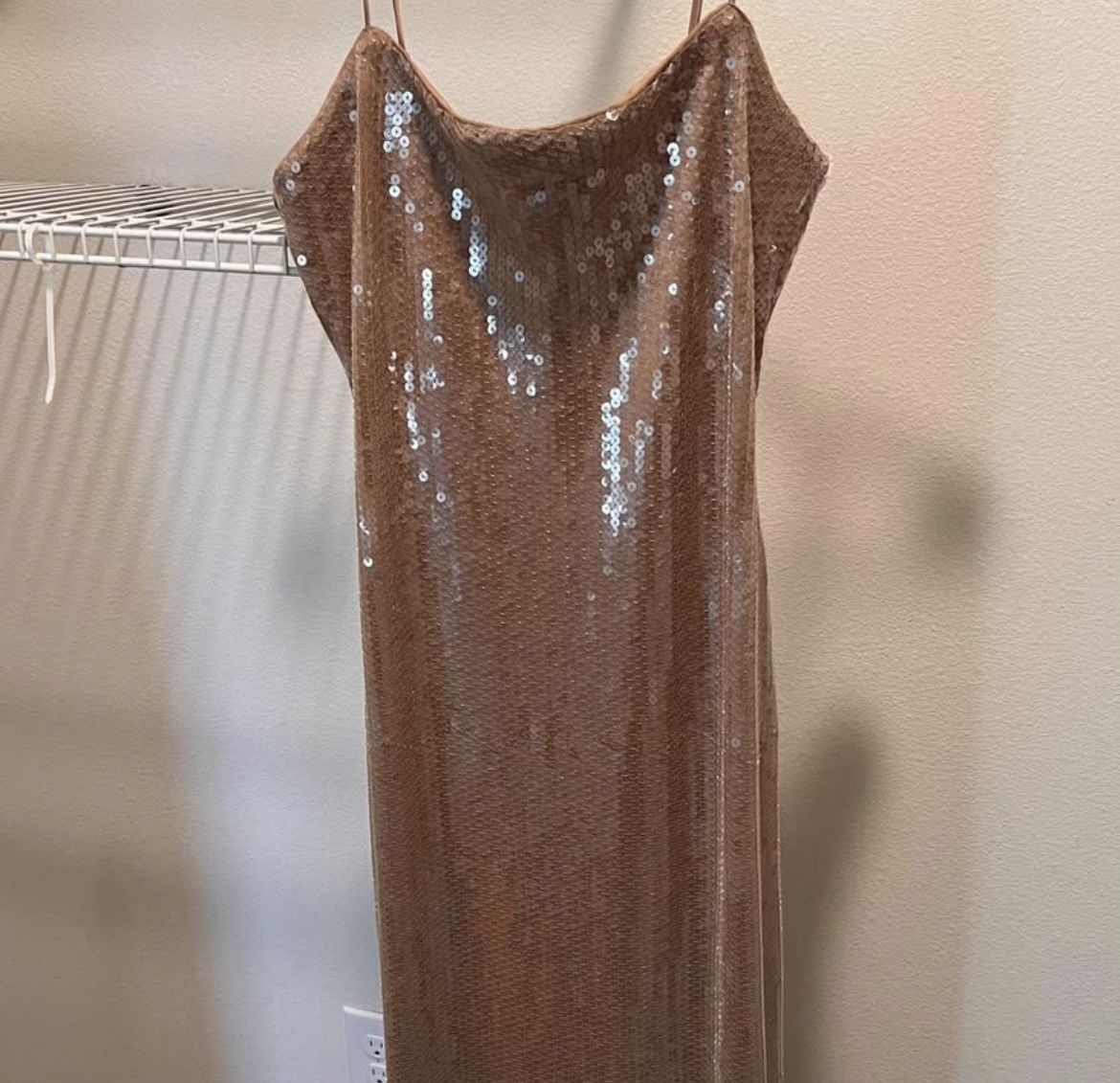 Abercrombie & Fitch Sequin Straight Neck Midi Dress