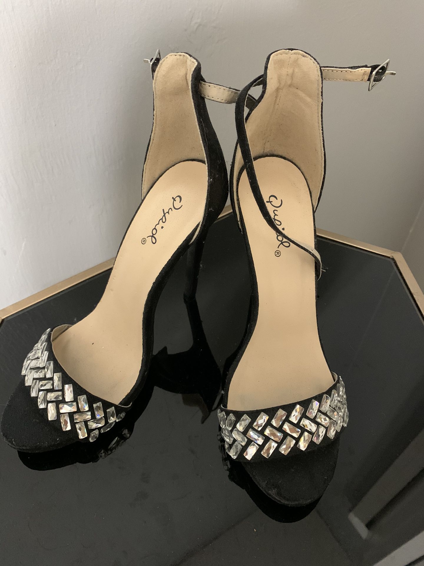 Black stud heels