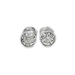 10k White Gold Diamond Stud Earrings  Round Brilliant Cut 0.30 ctw