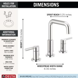 Delta Nicoli Chrome Faucet 3 Hole, 8 Inch Widespread Bathroom Sink Faucet