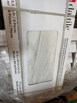 Daltile Fenbrook Regal White 12 in. x 24 in. Polished Porcelain Marble Look Floor and Wall Tile (15.5 sq. ft. / case)