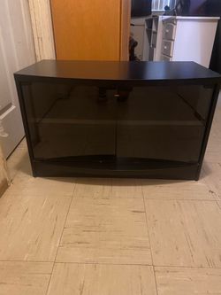 Black TV Stand with Glass Doors