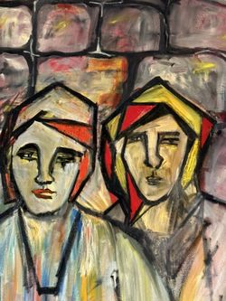 M WEITZMAN VINTAGE MID CENTURY MODERN CUBIST ABSTRACT OIL PAINTING OLD CUBISM 67