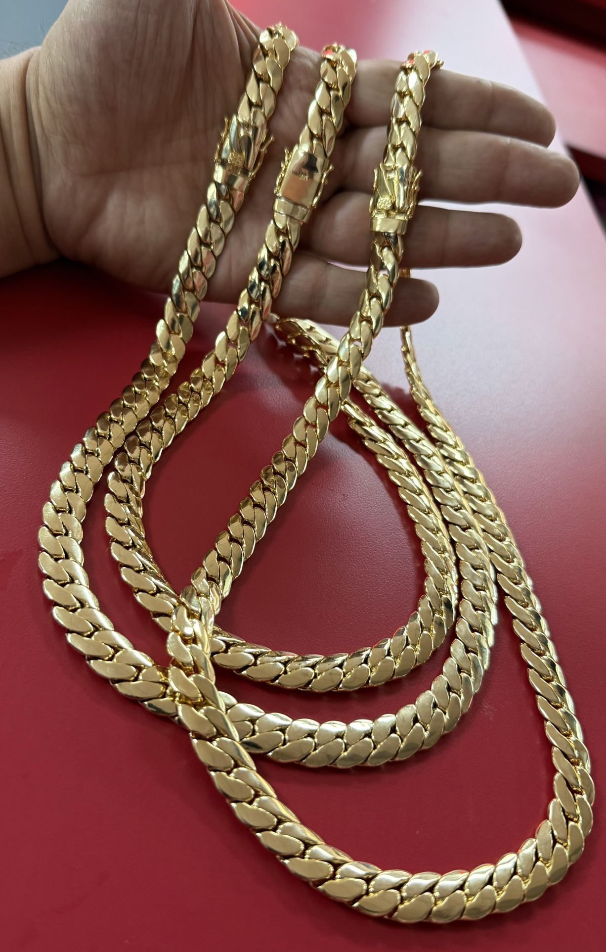 Handmade polished Miami Cuban necklace 14k premium stamped gold plated🔥🔥🔥