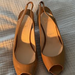 Christian Louboutin Slingback Peep-Toe Heels – Size 37 – NEW / Never Worn