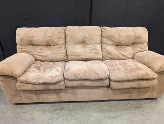 Plush Tan Microfiber Recliner Sofa
