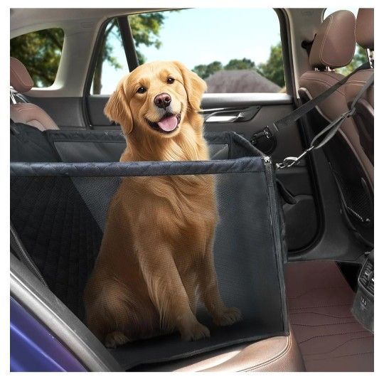 Dog Car Seat for Medium Dogs, Foldable Pet CarSeat with Storage Pocket, Waterproof & Durable 600D Car Hammock for Cars, SUV, Truck, Easy to Install &