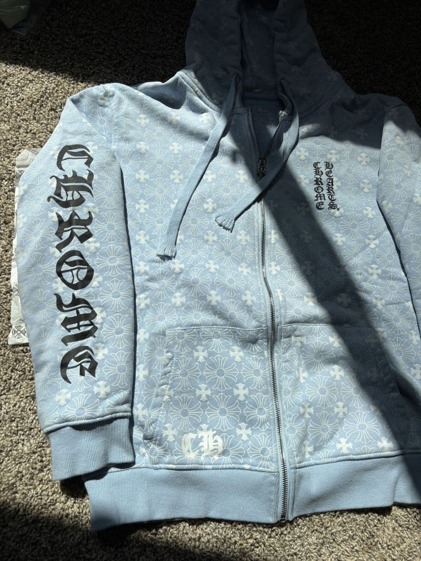 Chrome Heart Baby Blue Hoodie Size Medium 