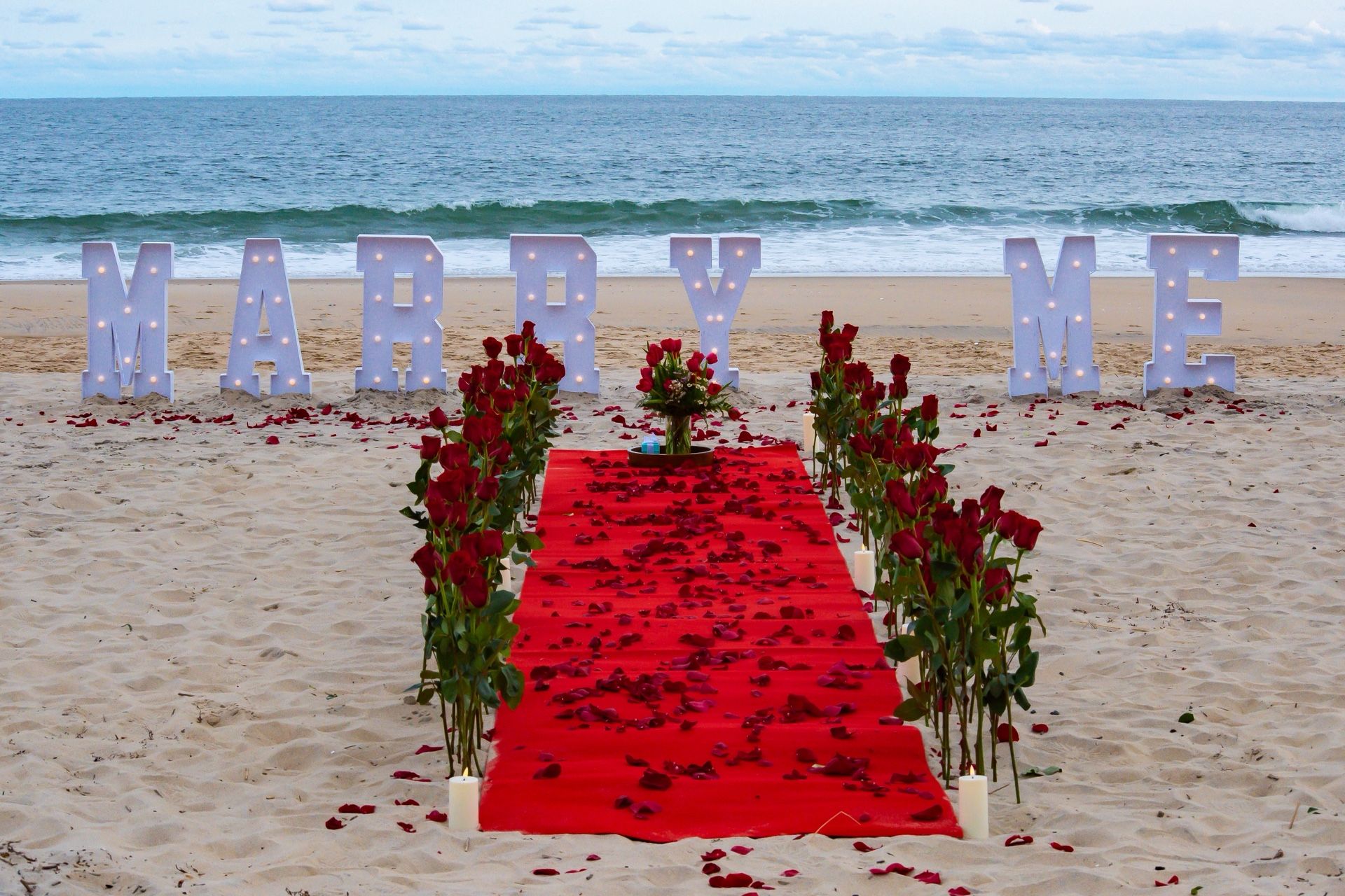 Engagement  “MARRY ME”  Letters And Red Carpet